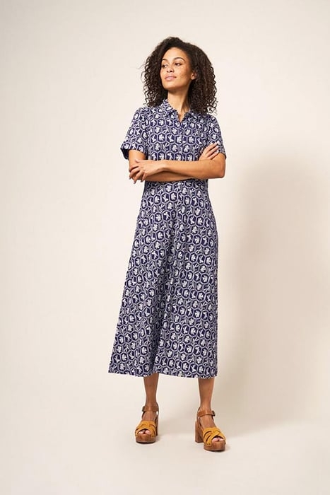 RUA JERSEY SHIRT DRESS NAVY MULTI 1