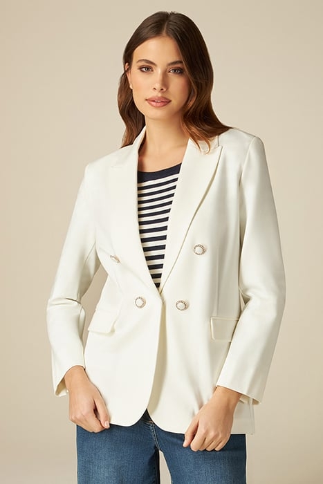 MILANO-STITCH BLAZER WITH JEWEL BUTTONS WHITE 1