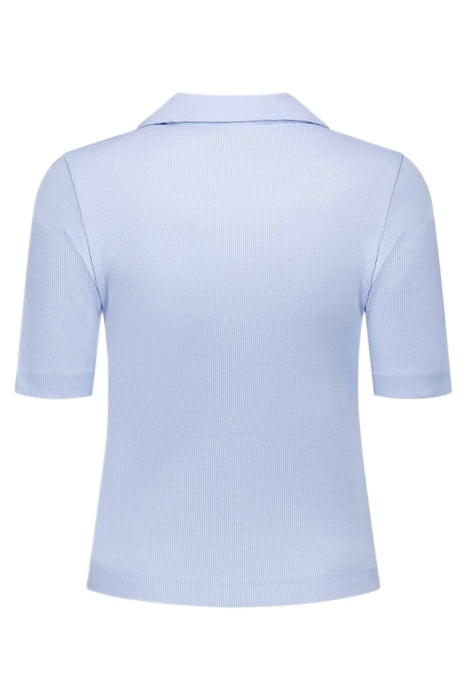 RIB BUTTON T-SHIRT ICE BLUE 2