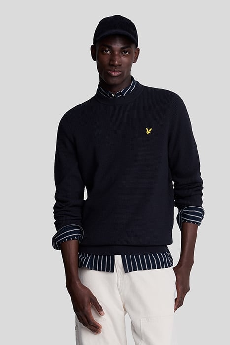 GRID KNIT CREW NECK JUMPER DARK NAVY 1