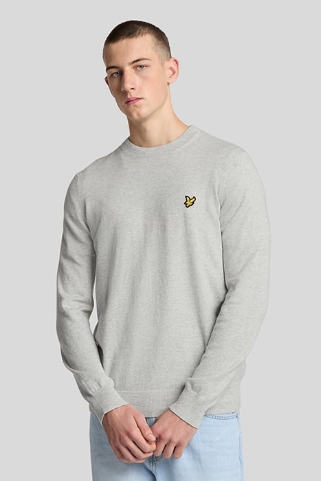 COTTON MERINO CREW NECK JUMPER LIGHT GREY MARL 1
