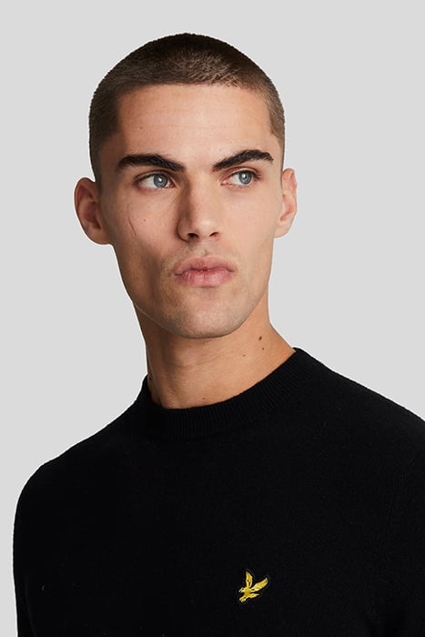 LAMBSWOOL BLEND CREW NECK JUMPER JET BLACK MARL 5