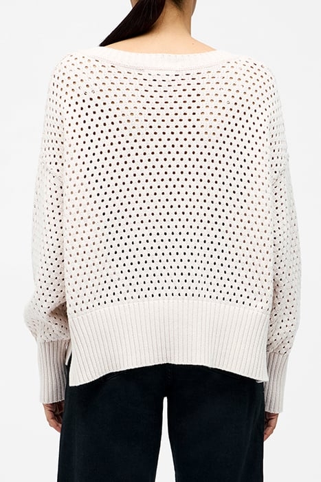 CROCHET KNIT V NECK SWEATER OATMEAL 2