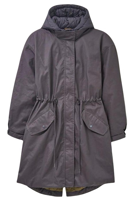 RILEY COATED COTTON PARKA CHARCOAL GREY 1