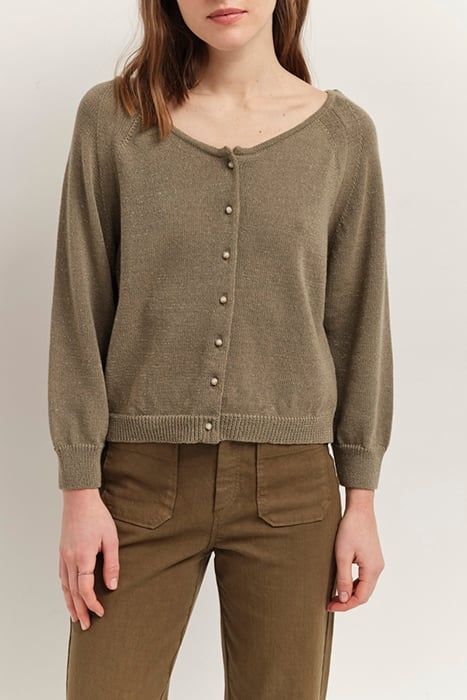 TASTE - VETIVER CARDIGAN, LUREX KNIT, BOAT NECK 1