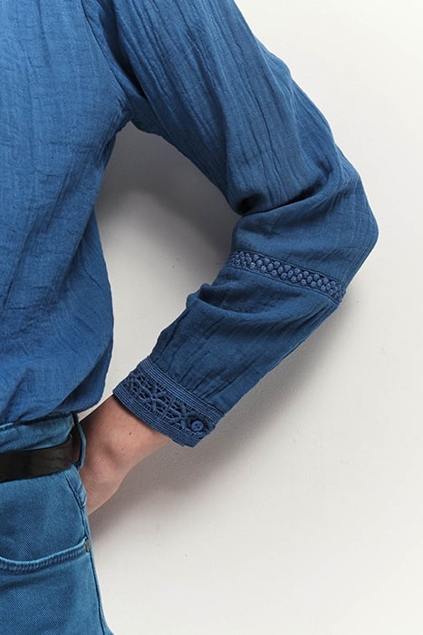 CHLOE - SANTORINI BLUE PLAID EMBROIDERY SHIRT 4