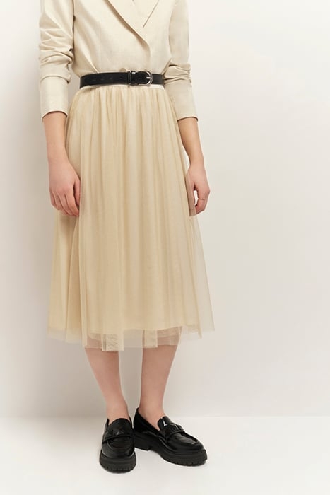 JOSEPHA - CHAMPAGNE-COLOURED LONG SKIRT IN SEQUINED TULLE 1
