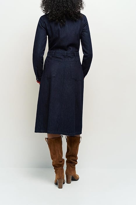 REBUS _ RAW DENIM MIDI SHIRT DRESS WITH PRESS STUDS 2