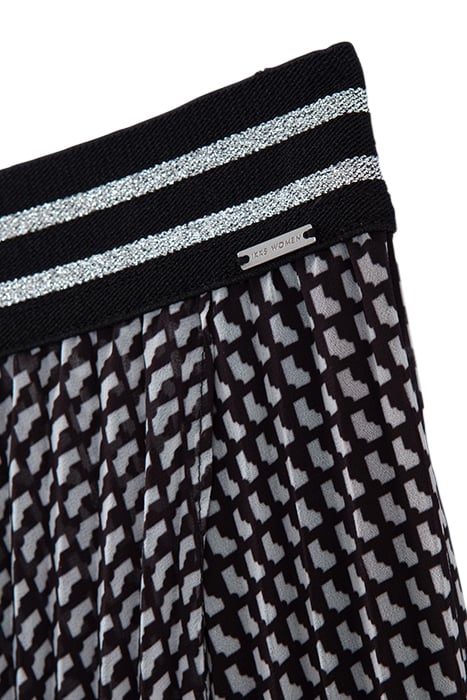 BLACK PLEATED MIDI SKIRT WITH TIE PRINT 6