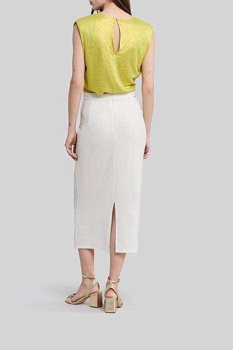 LIME IRIDESCENT SOFT LINEN T-SHIRT WITH GATHERS 4