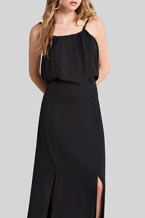 BLACK RECYCLED LONG DRESS, MESH BACK DETAIL 3