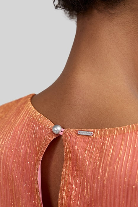 METALLIC MANDARIN LONG DRESS WITH DEEP DYE EFFECT 4