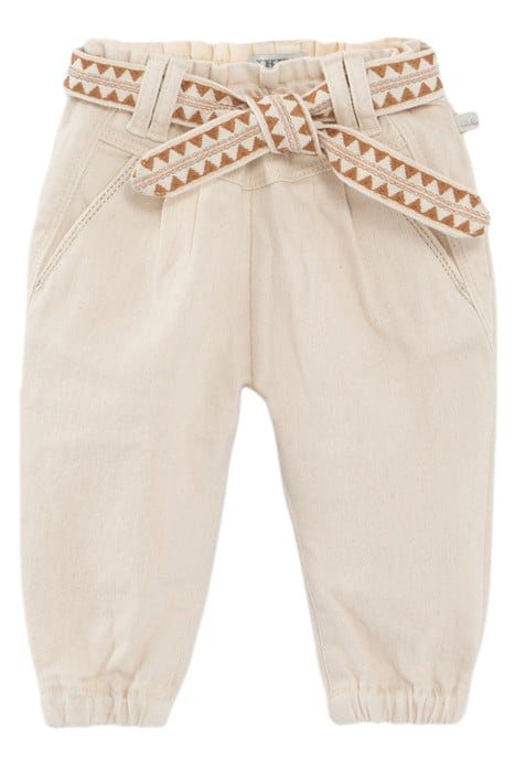 BABY GIRLS’ ECRU JEANS WITH ETHNIC EMBROIDERY WAISTBAND 1