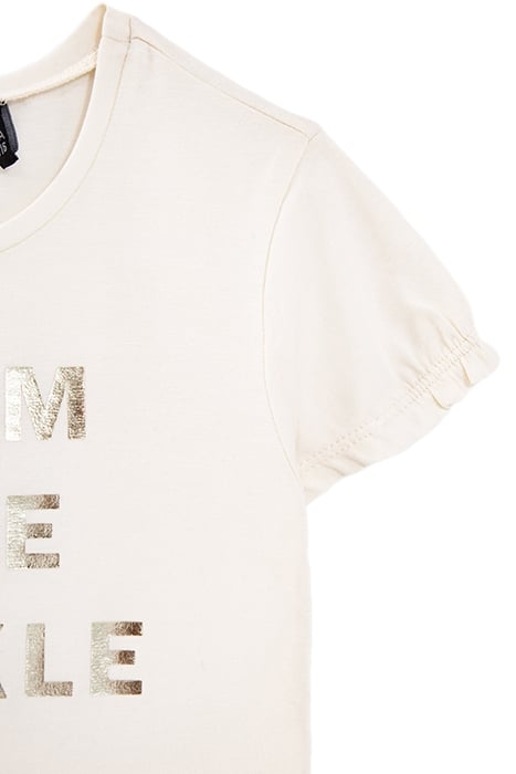 GIRLS’ ECRU T-SHIRT WITH METALLIC SLOGAN 4