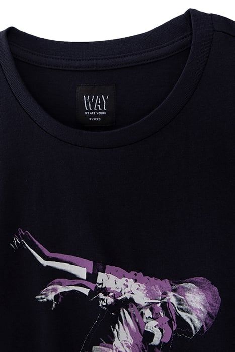 BOYS' NAVY ORGANIC COTTON T-SHIRT, DANCER IMAGE 3