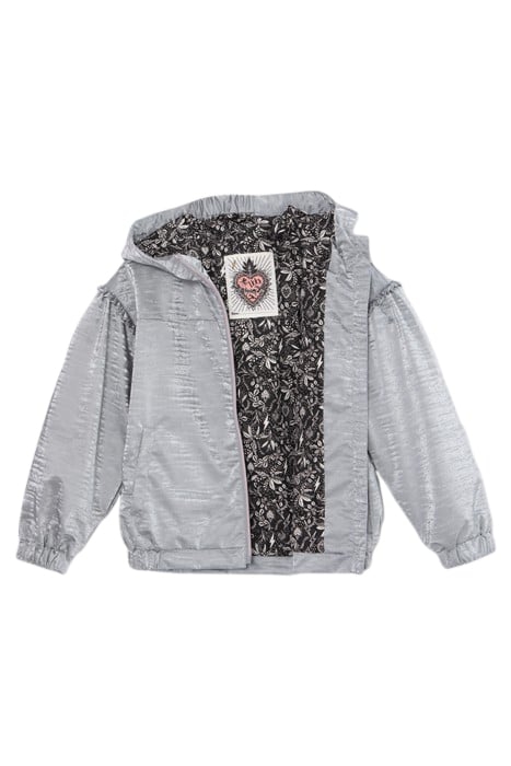 GIRLS' SILVER RECYCLED WINDCHEATER WITH DECORATIVE MOTIF 3