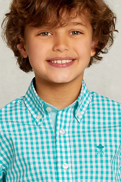 CUSTOM FIT CHECKED SHIRT GREEN.WHITE GREEN 4